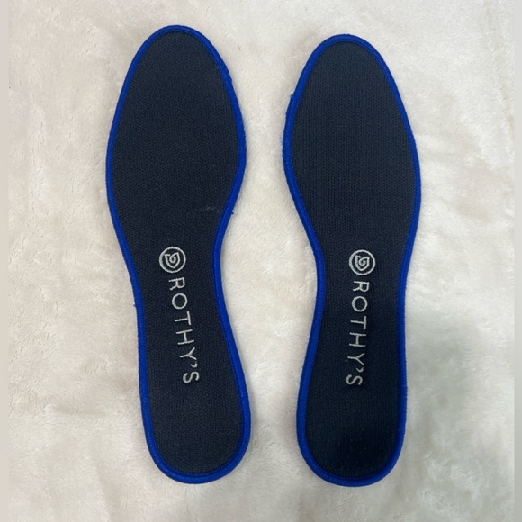 Rothy’s The Flat Round Toe Flats Gray Blue Trim Women’s Size 10 Knit Shoes - Picture 3 of 10